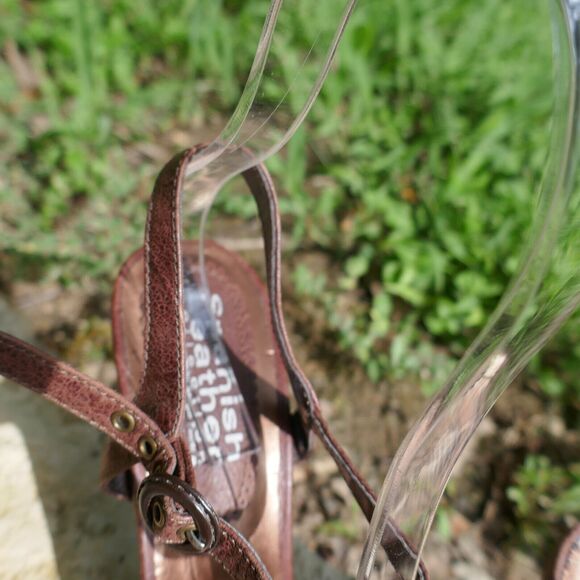 Sergio Zelcer Shoes Spanish Leather High Heeled Strappy Studded Brown Sandals 8 - Picture 4 of 11